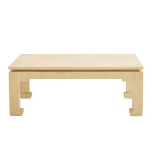 CREAM RAFFIA WRAPPED COFFEE TABLE, MING FEET