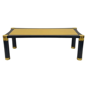 PAINTED SNAKESKIN & BRASS MID CENTURY STYLE COFFEE TABLE ATTRIBUTED TO KARL SPRINGER