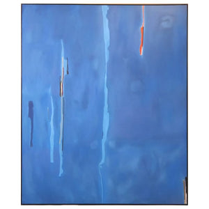 CERULEAN BLUE ABSTRACT OIL ON CANVAS, MANNER OF FRANKENTHALER