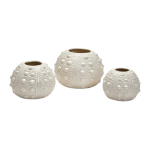 SET OF 3 SEA URCHIN VASES