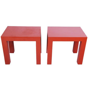 PAIR OF CRIMSON PARSONS SIDE TABLES