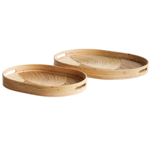 SET OF 2 CANE OVAL TRAYS