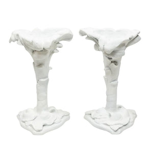 PAIR OF PLASTER SERGE ROCHE STYLE PALM MARTINI SIDE TABLES