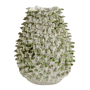 GREEN AND WHITE CERAMIC CORAL VASE