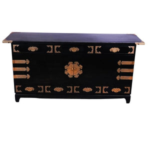 EBONIZED CHINESE SIDEBOARD WITH BRASS FITTINGS