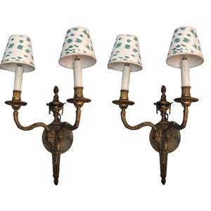 PAIR OF BRONZE DOUBLE ARM NEOCLASSICAL NEWLY REWIRED SCONCES