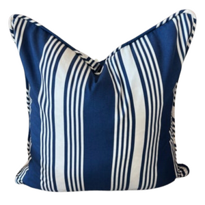 NAVY STRIPE COTTON PILLOW WITH MINI SELF WELT