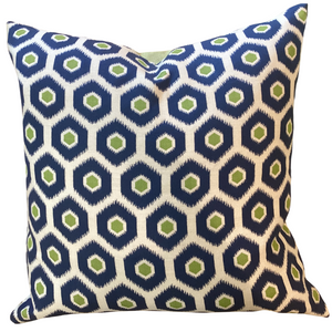 THIBAUT BLUE AND GREEN GEOMETRIC PILLOW