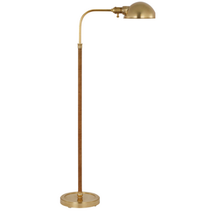 TELESCOPING RATTAN WRAPPED FLOOR LAMP WITH BRASS DETAIL