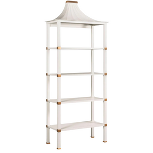 WHITE PAGODA ETAGERE WITH GOLD DETAIL