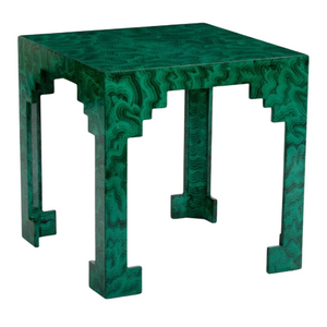 MALACHITE GREEN SIDE TABLE WITH CUT CORNERS