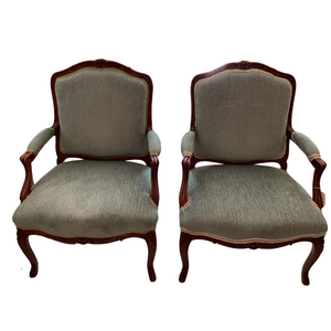 PAIR OF LOUIS XVI NEWLY UPHOLSTERED BLUE VELVET CHAIRS