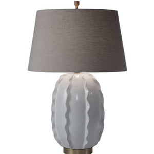 WHITE PLASTER SCALLOPED LAMP