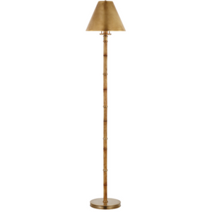 WAXED BAMBOO & BRASS FLOOR LAMP