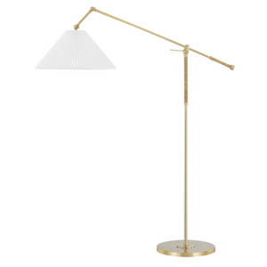 WRAPPED RATTAN AND BRASS FLOOR LAMP