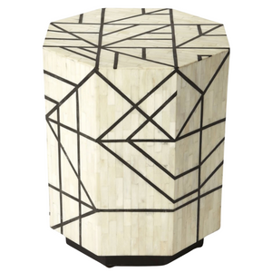 GEOMETRIC BLACK BONE INLAY STOOL