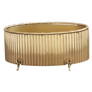 LARGE BRASS BAMBOO CACHEPOT