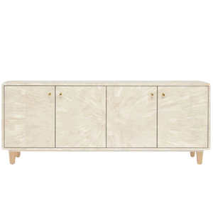 4 DOOR BUFFET IN IVORY FAUX HORN