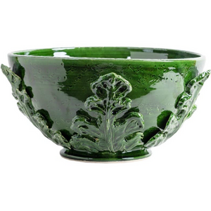 SHINY GREEN ACANTHUS LEAVES BOWL