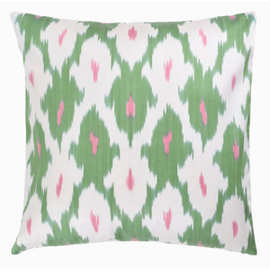 GREEN & PINK SILK IKAT PILLOW