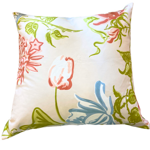 BOB COLLINS MODERN FLORAL FABRIC WITH GREEN FABRIC BACK INDOOR PILLOW