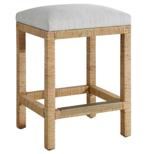 RATTAN STOOL WITH WHITE CUSHION