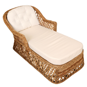 OUTDOOR CHAISE WITH WICKER TRELLIS DETAIL