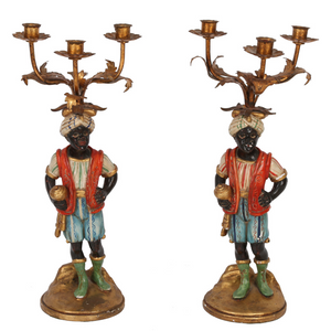 ANTIQUE VENETIAN BLACKAMOOR CANDELABRAS