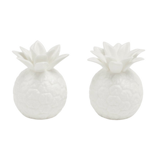 WHITE PORCELAIN PINEAPPLE SALT & PEPPER SHAKERS