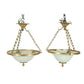 PAIR NEOCLASSICAL ORMOLU & MILK GLASS PENDANTS