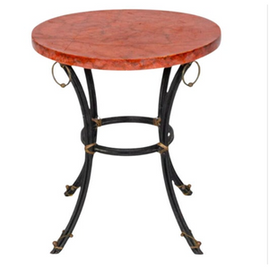 FAUX PAINTED MARBLE TOP IRON TABLE