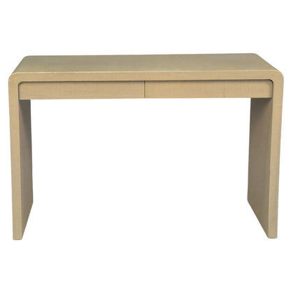 MID CENTURY MODERN KARL SPRINGER STYLE LINEN CONSOLE WITH DRAWERS