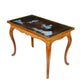 FRENCH FRUITWOOD SIDE TABLE WITH PORCELAIN TOP