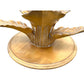 CIRCULAR COFFEE TABLE WITH CARVED WOOD PALM LEAF BASE