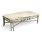 LARGE MARBLE COFFEE TABLE WITH PAINTED FAUX BAMBOO BASE