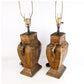 PAIR OF ASIAN URN FORM GILT TABLE LAMPS