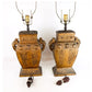 PAIR OF ASIAN URN FORM GILT TABLE LAMPS