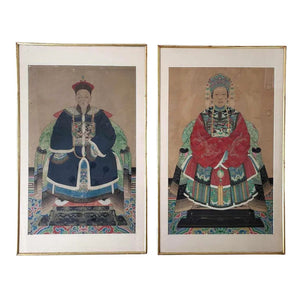 PAIR OF FRAMED CHINESE REGAL PORTRAITS