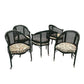 SET OF FOREST GREEN WICKER TABLE AND FIVE CHAIRS IN BIELECKY BROTHERS STYLE