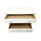 KARL SPRINGER STYLE  CREAM GRASSCLOTH TWO DRAWER SIDE TABLE OR NIGHT STAND