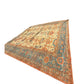 BLUE, CREAM AND CORAL HAND KNOTTED WOOL RUG
