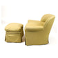 MODERNIST UPHOLSTERED CURVED CLUB CHAIR AND OTTOMAN
