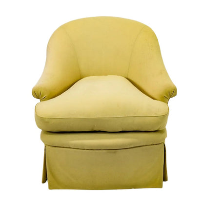 YELLOW UPHOLSTERED SKIRTED TUB CHAIR