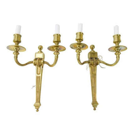 PAIR OF DOUBLE ARM GILT NEOCALSSICAL SCONCES