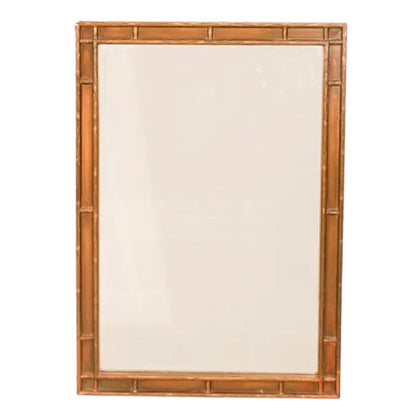 BRONZE TONE FAUX BAMBOO FRAME MIRROR