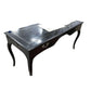 LOUIS XV STYLE BLACK LAQUERED PARTNERS WRITING DESK WITH EMBOSSED LEATHER TOP