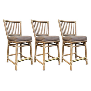 SET OF THREE VINTAGE MCGUIRE RATTAN BAR STOOLS