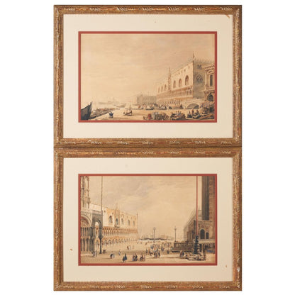 PAIR OF FRAMED ST MARKS SQUARE, VENICE SCENES