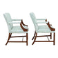 PAIR OF GEORGE III UPHOLSTERED MAHOGANY ARM CHAIRS