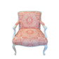PAINTED ROCOCO CHAIR WITH NEW CORAL QUADRILLE UPHOLSTERY